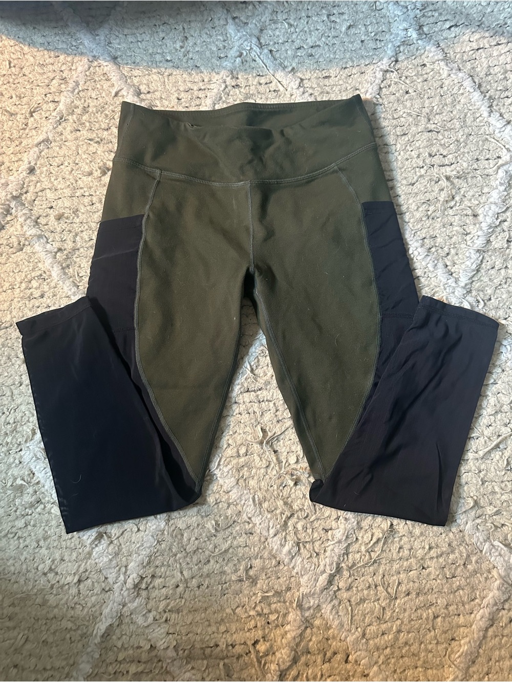 Fabletics Olive Green and Black High-Rise Leggings